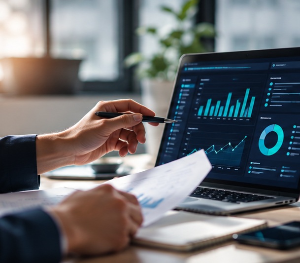 Analyse d’indicateurs sur un ordinateur portable